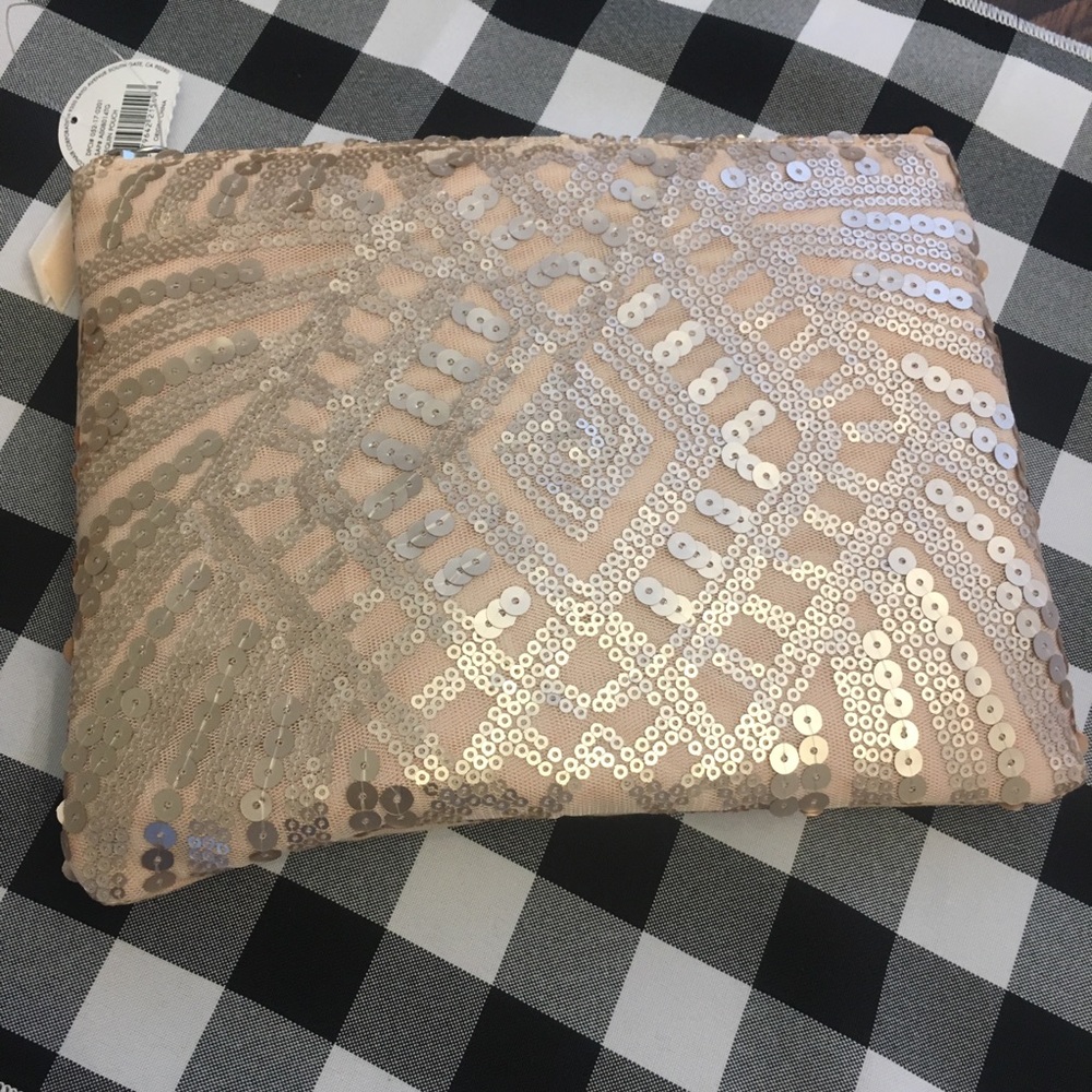 NEW rose gold sequin makeup bag